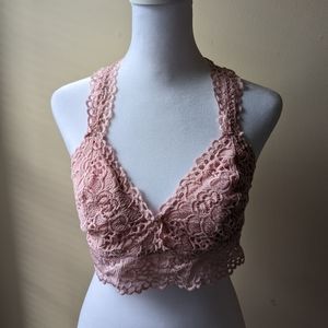 Aerie Bralette Pink Lace Large GUC